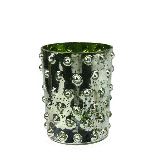 Northlight Green and Silver Hobnail Mercury Glass Decorative Votive Candle Holder 5" Wayfair